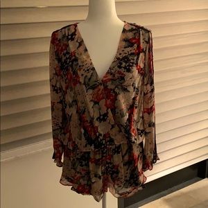 3/4 sleeves w/black lace inlay, V Neck Sexy Romper